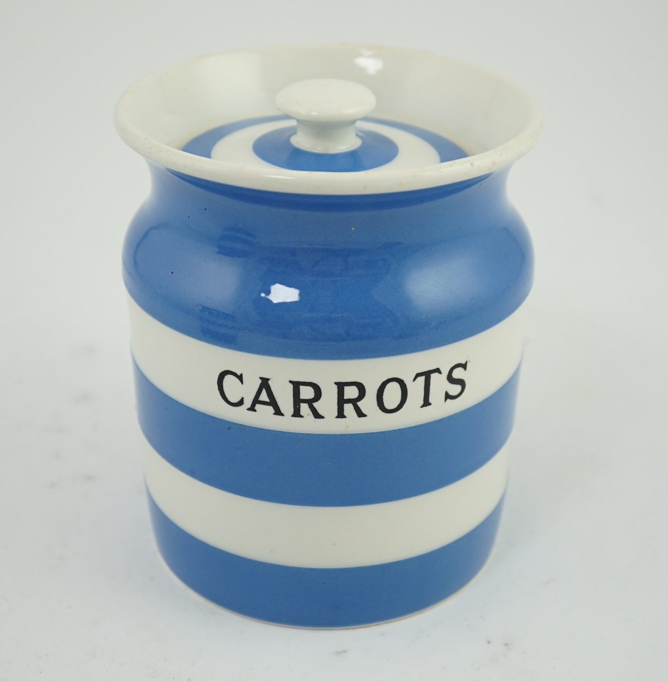 T.G.Green Cornish Kitchenware, a 14.5cm lidded storage jar, Carrots, Black Shield mark. Condition - good